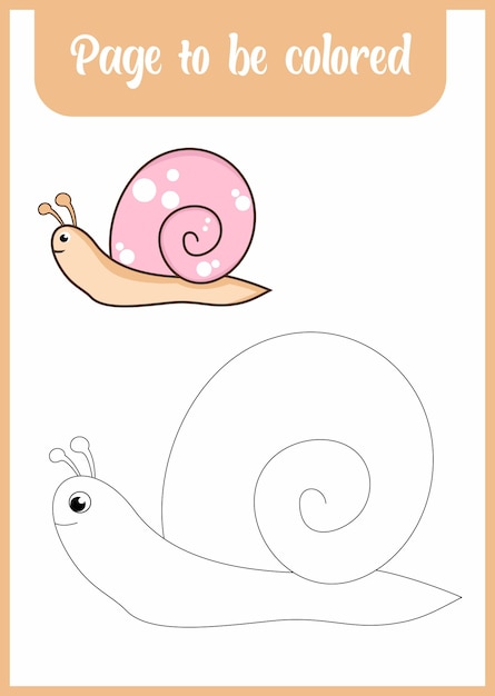 아이를 위한 색칠하기 책. 귀여운 달팽이를 색칠.