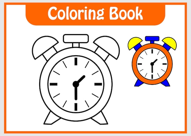 벡터 어린이 알람 시계를 위한 색칠하기 책
