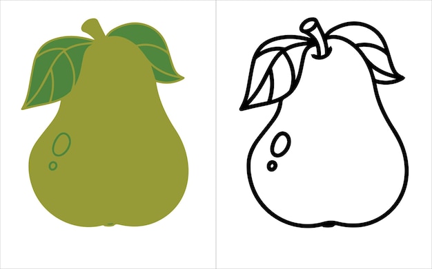 Coloring book fruits and vegetables guava