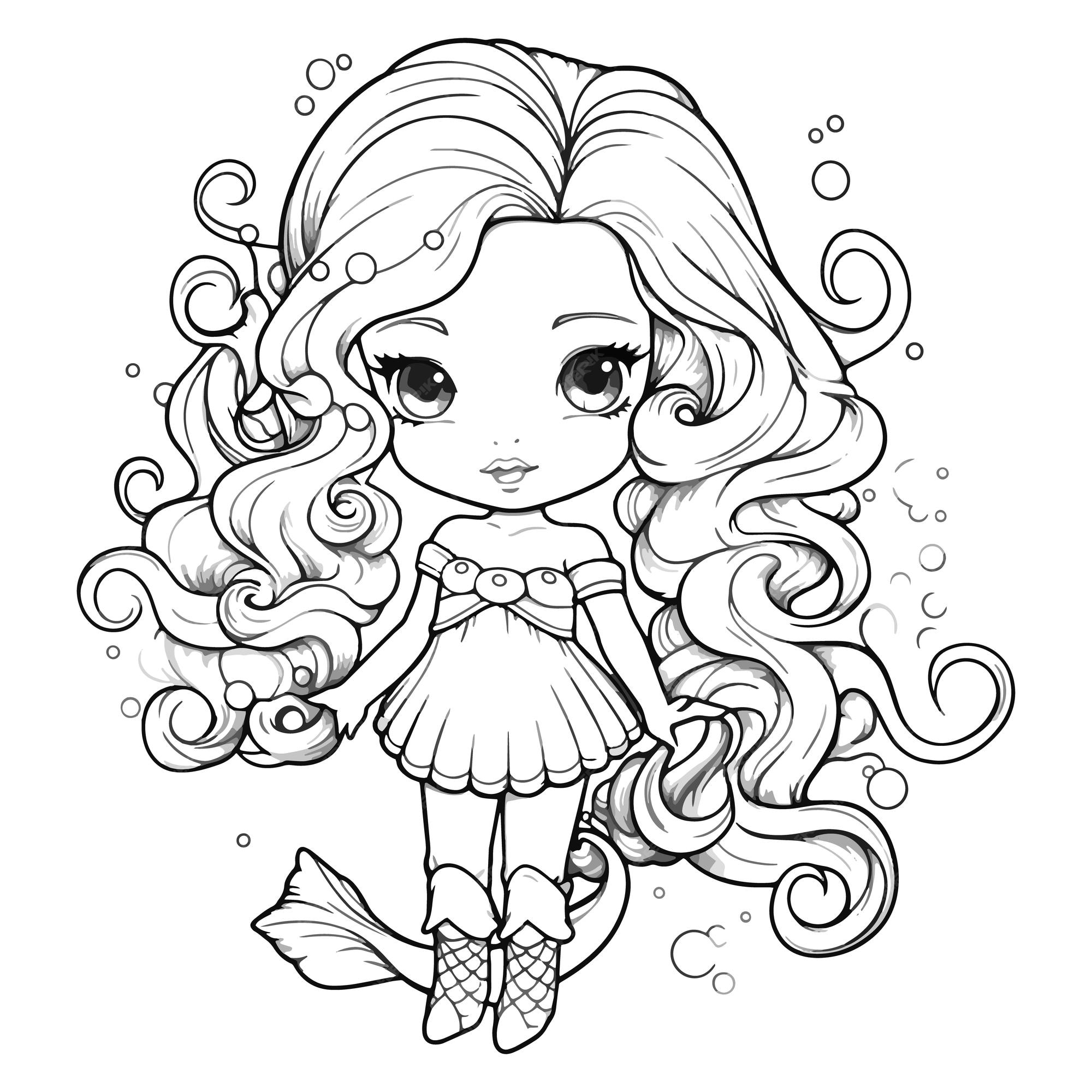 Premium Vector  Coloring book illustration girl kawaii coloring