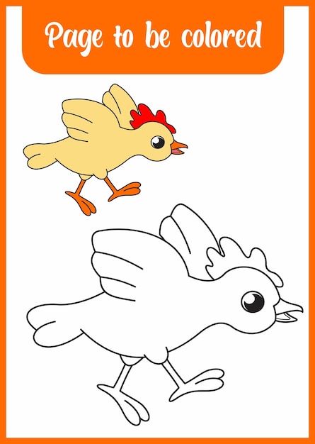 Coloring book for kid. coloring cute chicken.