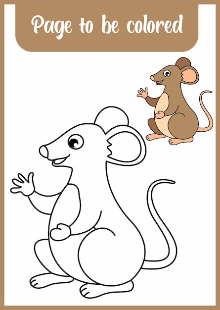 Coloring book for kid. coloring cute mouse.