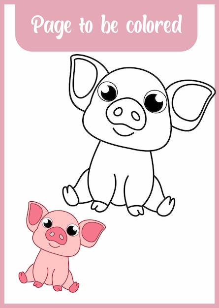 Coloring book for kid. coloring cute pig.