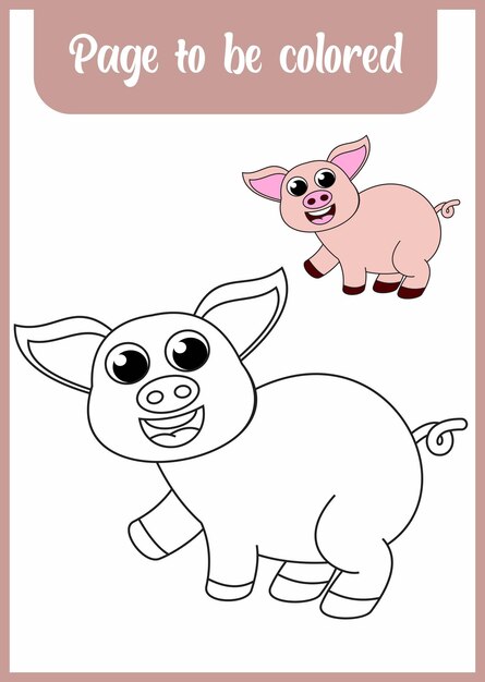 Coloring book for kid. coloring cute pig