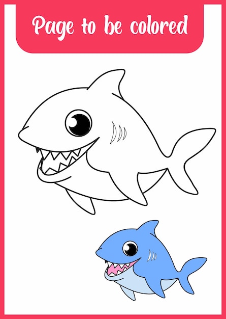 Coloring book for kid. coloring cute shark.