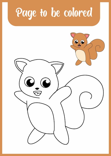 Coloring book for kid. coloring cute squirrel