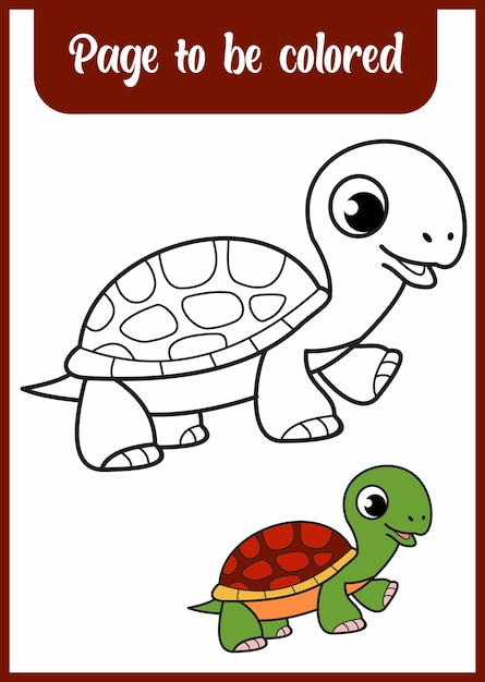 Coloring book for kid. coloring cute turtle.