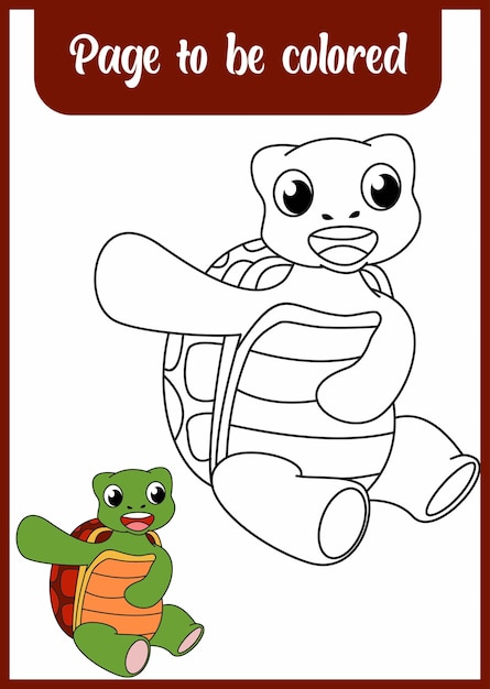 Coloring book for kid. coloring cute turtle.