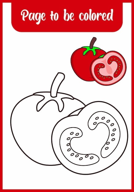 Libro da colorare per bambini che colorano il pomodoro