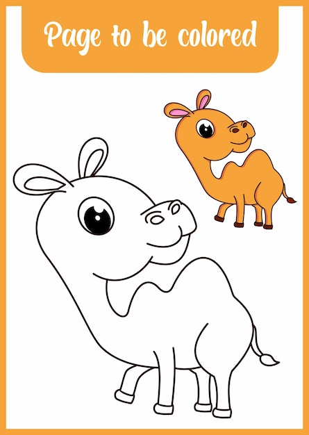 Coloring book for kid cute camel