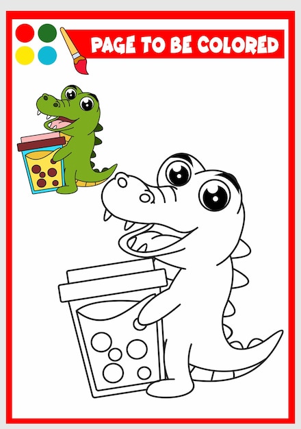 Coloring book for kids alligator vector