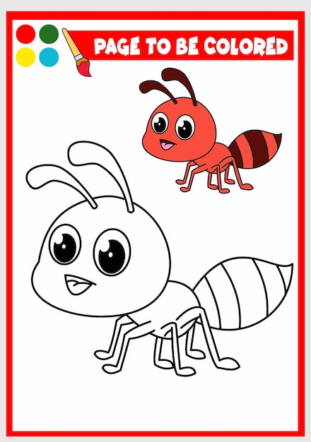 Coloring book for kids ant vector