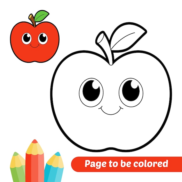 Coloring book for kids apple vector