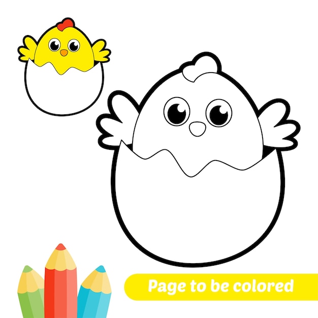 Coloring book for kids baby chicken vector