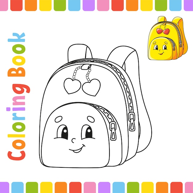 Coloring book for kids. back to school. cheerful character.