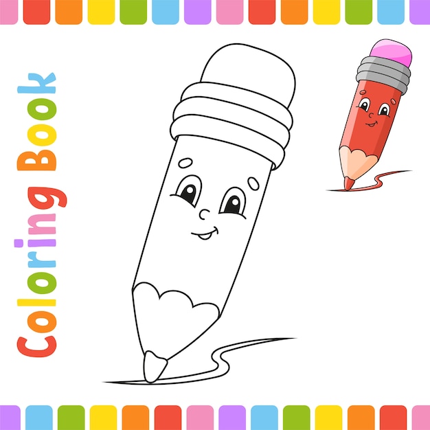 Vector coloring book for kids. back to school. cheerful character.