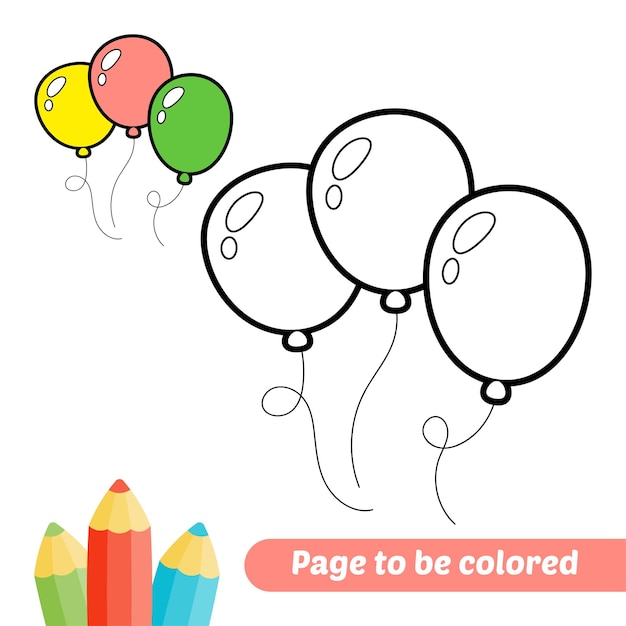 Coloring book for kids balloon vector