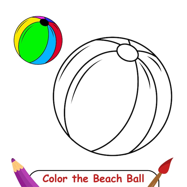 Libro da colorare per bambini, grafica vettoriale beach ball