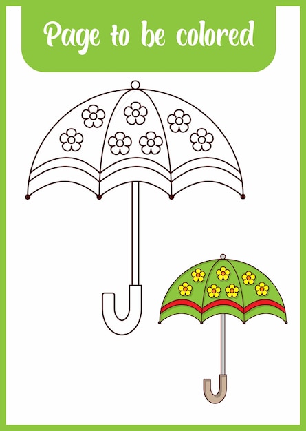 Coloring book for kids beautiful umbrella