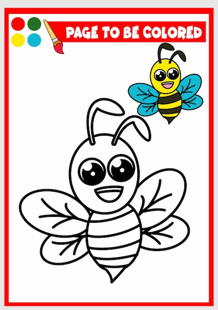 Coloring book for kids bee