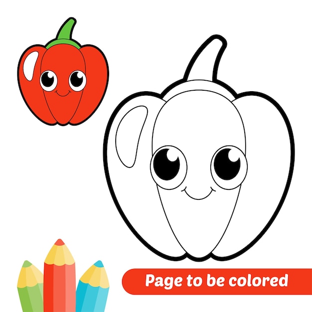 Coloring book for kids bell pepper vector