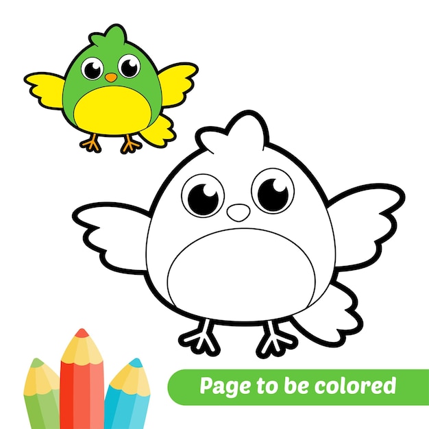 Coloring book for kids bird vector