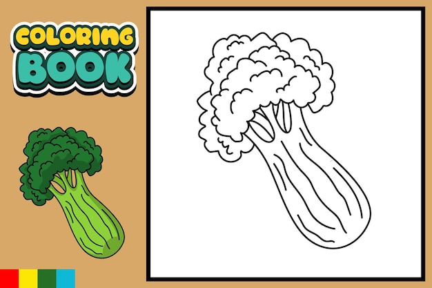 Coloring book for kids broccoli vector