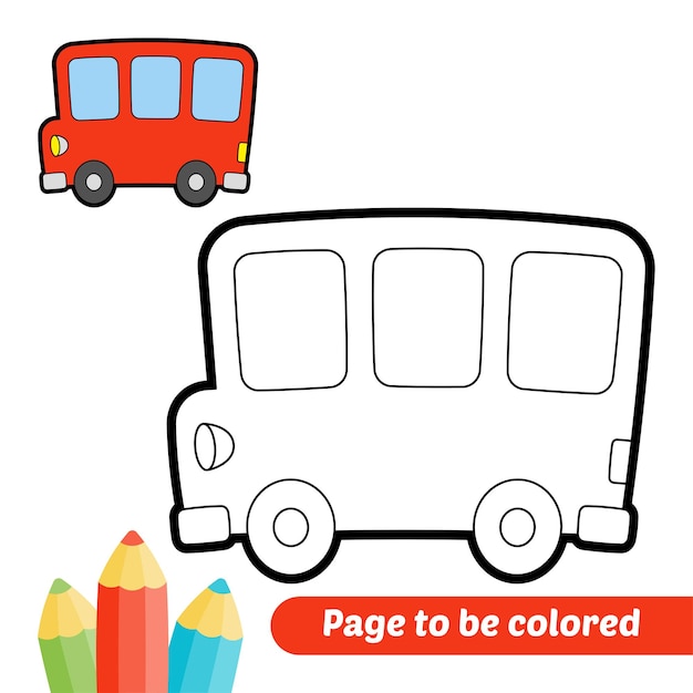 Coloring book for kids bus vector