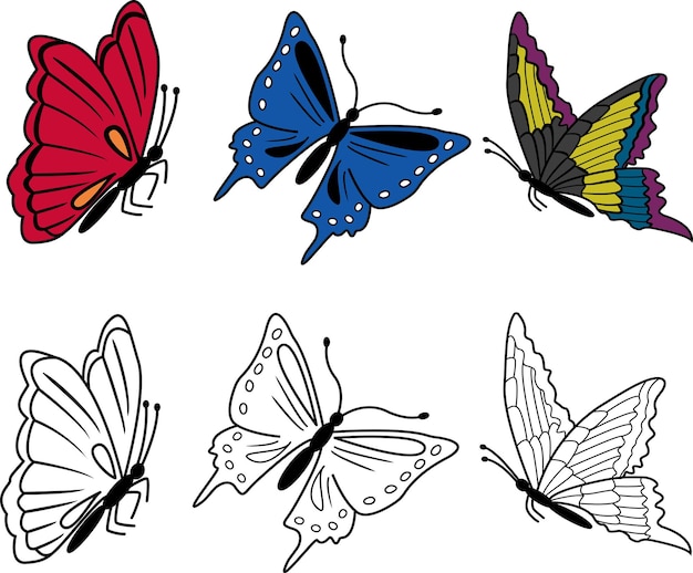 Coloring book for kids butterflies