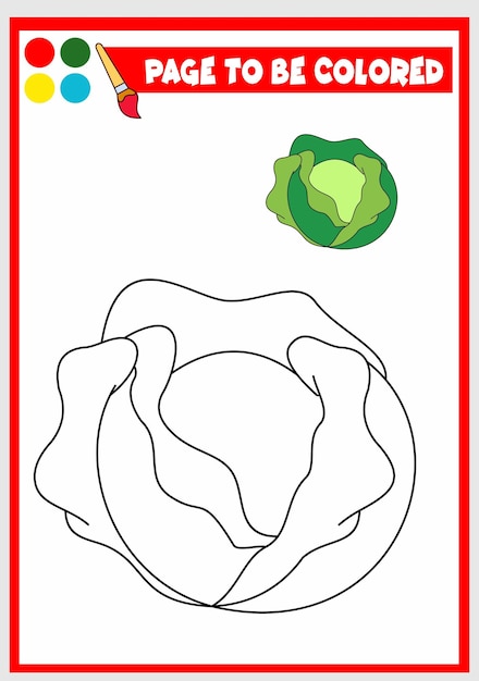 Coloring book for kids cabbage vector