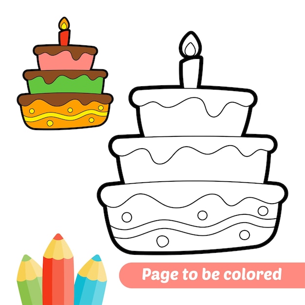 Premium Vector | Coloring book for kids cake vector