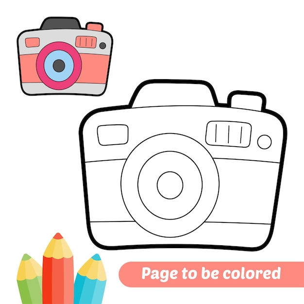 Coloring book for kids camera vector