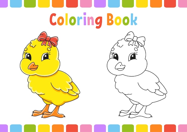 Libro da colorare per bambini. personaggio dei cartoni animati.