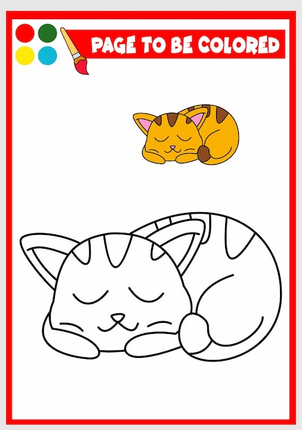Книжка-раскраска для детей кошка вектор