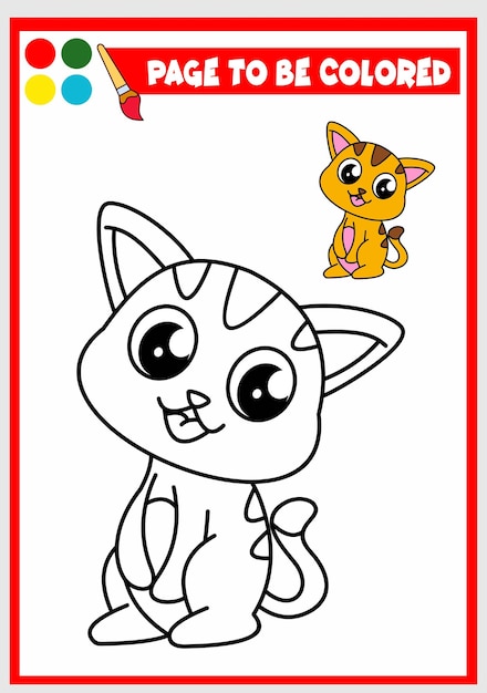 Coloring book for kids cat vector