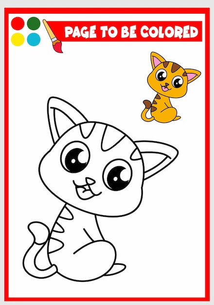 Coloring book for kids cat vector