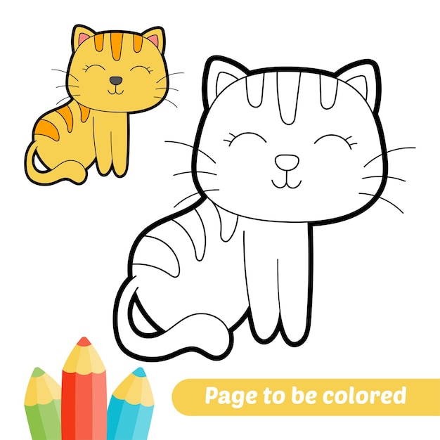 Coloring book for kids cat vector