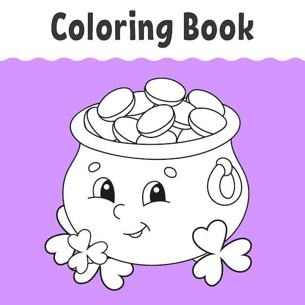 Coloring book for kids Cheerful character Cute cartoon style Fantasy page for children St Patrick's day