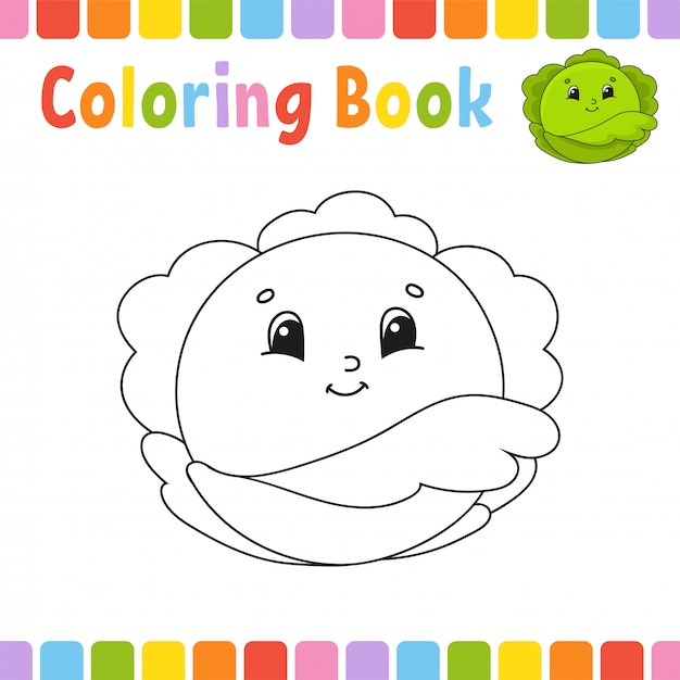 Libro da colorare per bambini. carattere allegro. stile cartone animato carino.