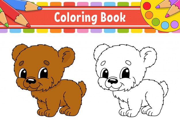 Libro da colorare per bambini. carattere allegro. illustrazione di colore vettoriale.