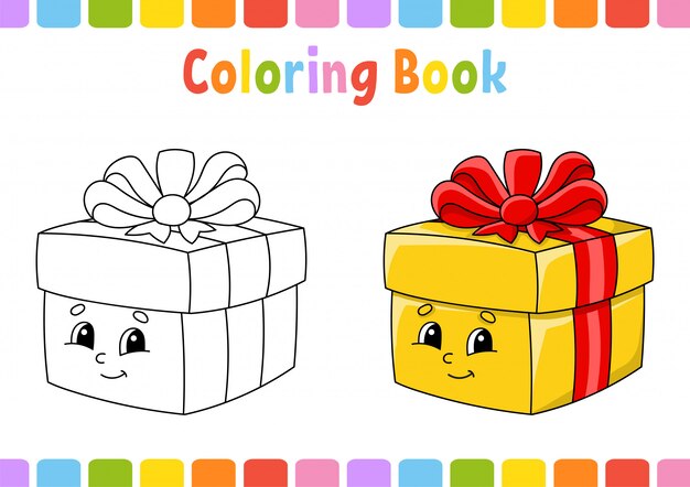 Libro da colorare per bambini. carattere allegro. illustrazione vettoriale stile cartone animato carino. pagina di fantasia per bambini.