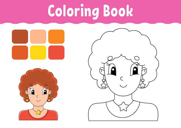 Libro da colorare per bambini carattere allegro illustrazione vettoriale stile cartone animato carino pagina fantasy per bambini