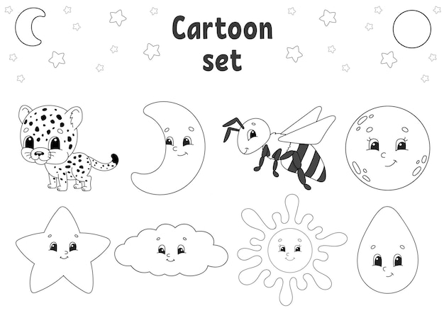 Coloring book for kids Cheerful characters