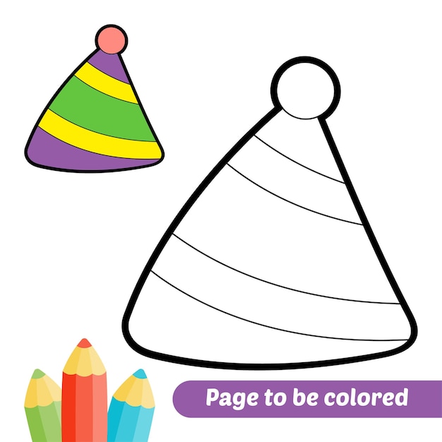 Coloring book for kids cone hat vector