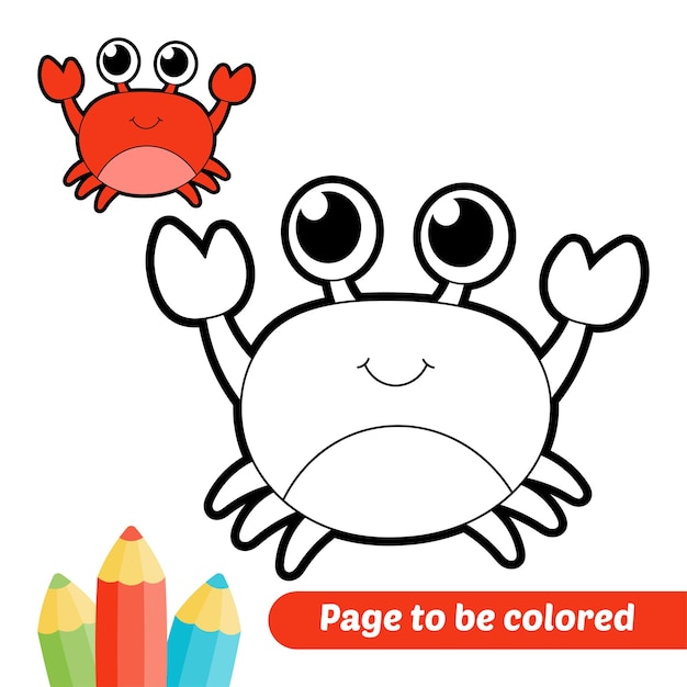 Libro da colorare per bambini vettore di granchio