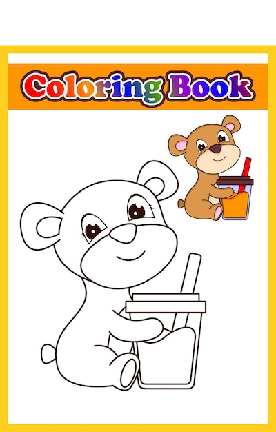 Coloring book for kids cute bear