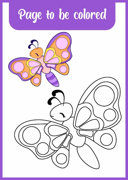 Coloring book for kids cute butterfly