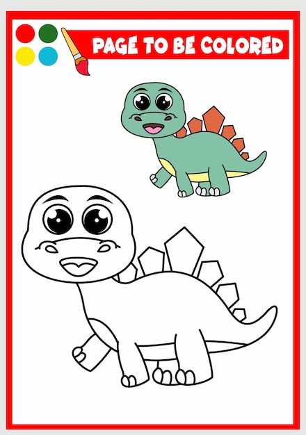 Coloring book for kids cute dino vector