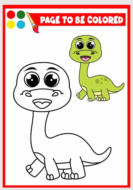 Книжка-раскраска для детей милый динозавр вектор