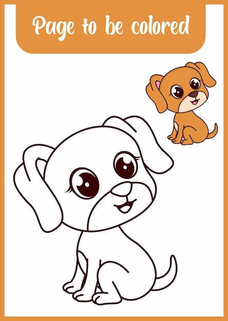 Coloring book for kids cute dog